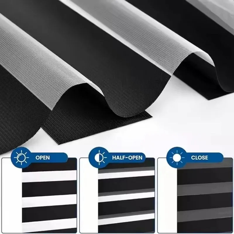 Cordless Design Factory Price Room Darkening Thermal Insulation Spring Control Manual Zebra Blinds For Hotel