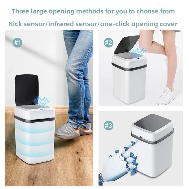 Smart Automatic Sensor Trash Can 13L Touch‑less Waterproof Garbage Bin 0.3s Fast Response For Kitchen Bathroom Household