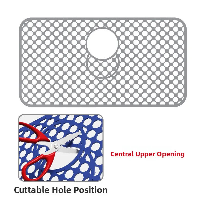 Kitchen Sink Silicone Mat Anti-Scratch Honeycomb Pad Dishwashing Basin Hollow Bottom Draining Pad Non-Slip Sink Mat