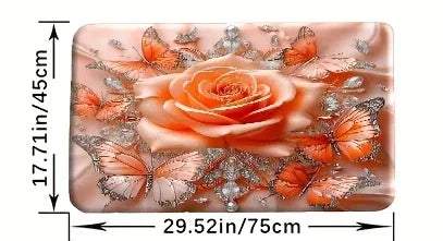 4pcs, Orange rose exquisite butterfly pattern, Apartment bathroom Shower Room shower curtain, hotel shower curtain set with