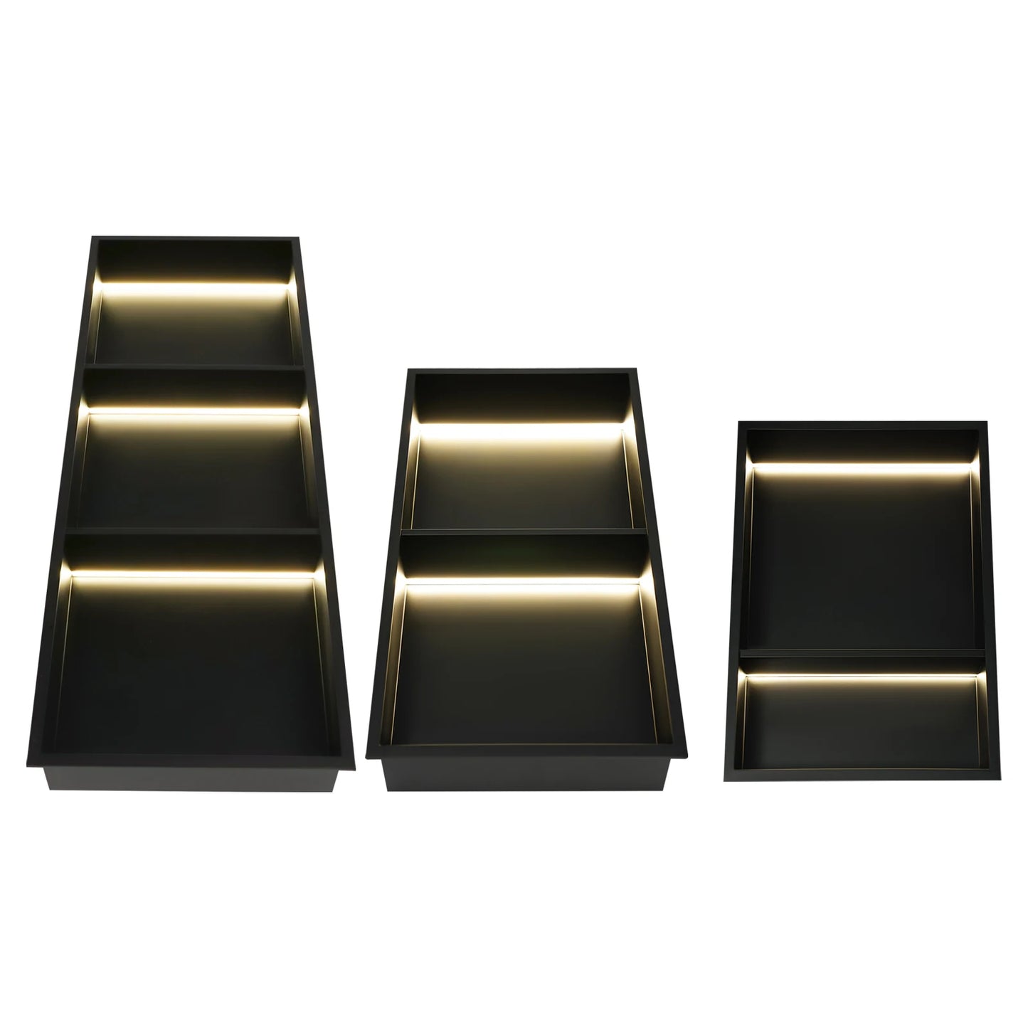 Stainless Steel Recessed Wall Niche with LED Light 2/3-Tier Bathroom Shelves Concealed Shower Niche Shelf Bathroom Cabinet
