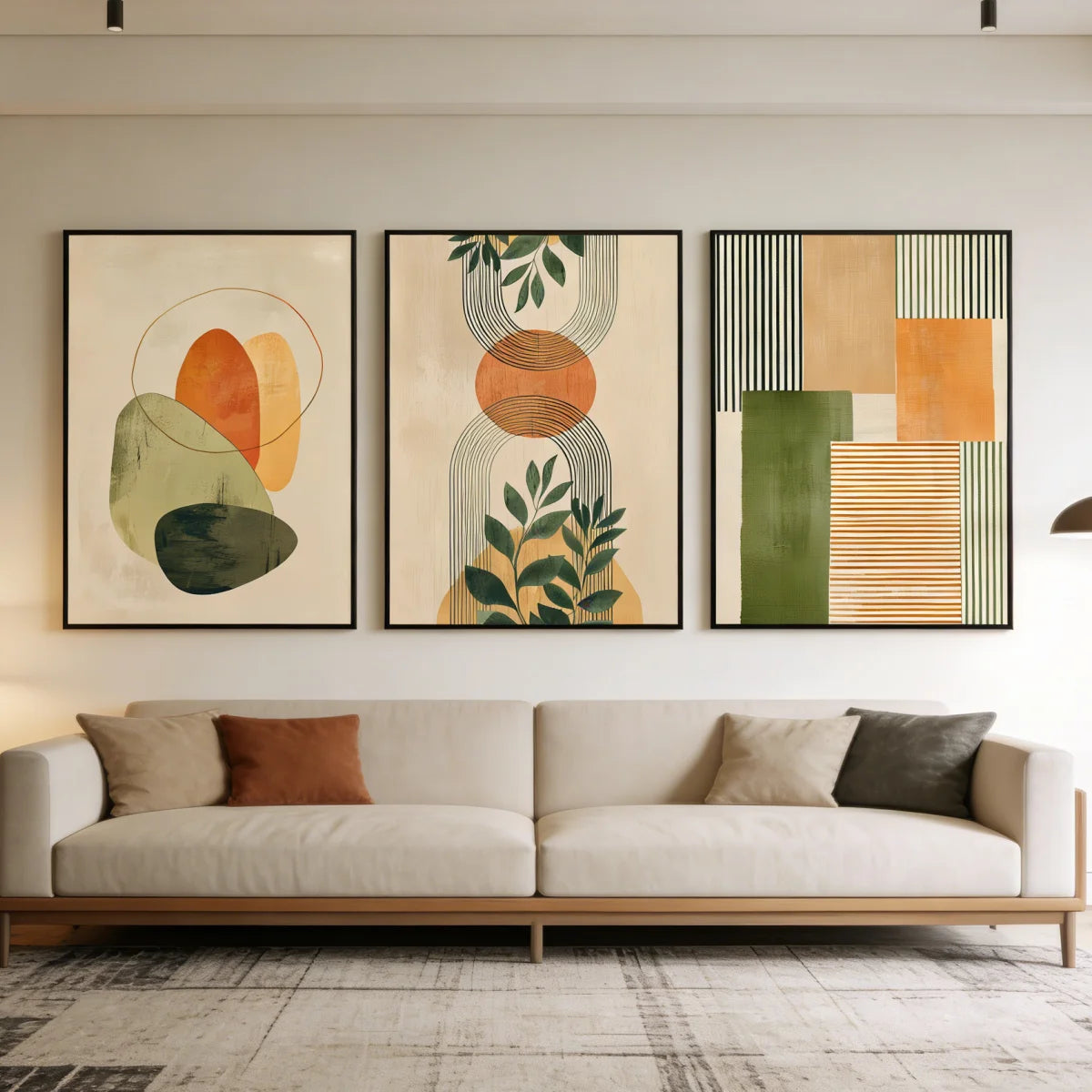3pcs/set Bohemian Geometric Abstract Canvas Print Poster Mid-Century Botanical Art Prints Living Room Wall Art Home Decor Poster