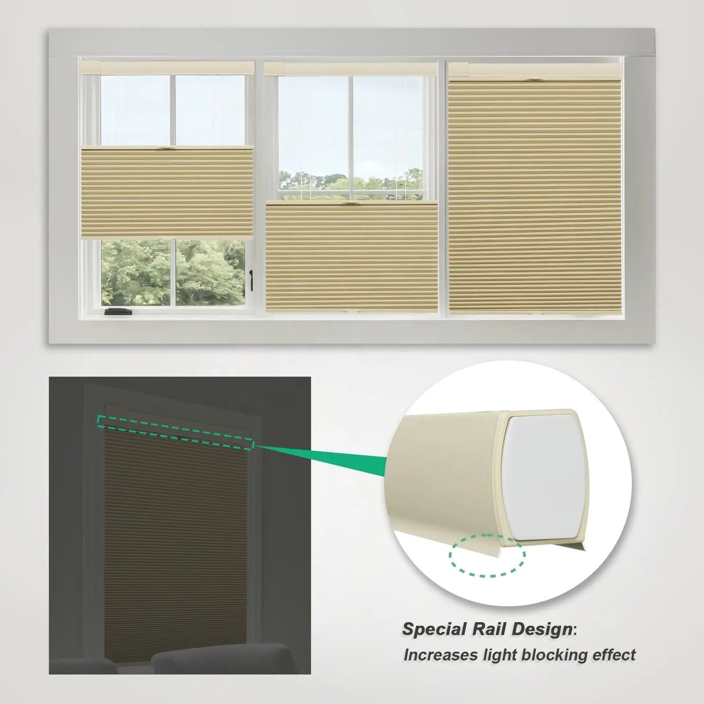 High Quality Wholesale Prices Color-Matched Day and Night No Drill Honeycomb Blinds For Windows