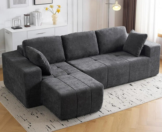 Cloud Modular Sectional Couch 105 Inch Chenille Deep Seat L-Shape Sofa with Chaise Customized Upholstered Boneless Couches
