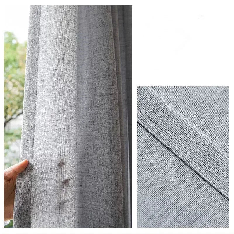 3 Colors Linen Like Semi Shading Beige Grey Cream White Tulle Living Room Flax Sheer Curtains for Bedroom Window S Folds Drapes