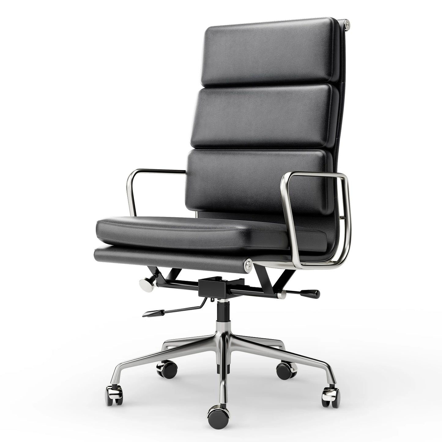 Mid Back White Soft Pad Office Chair Genuine Leather Executive Desk with Lumbar Support Ergonomic Computer Chair