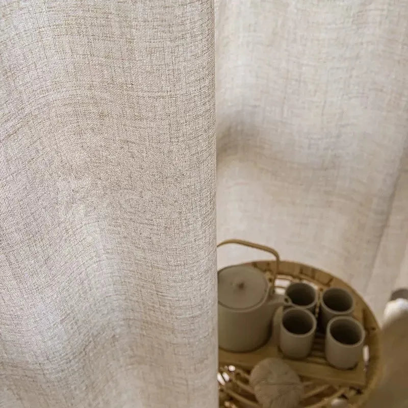 3 Colors Linen Like Semi Shading Beige Grey Cream White Tulle Living Room Flax Sheer Curtains for Bedroom Window S Folds Drapes