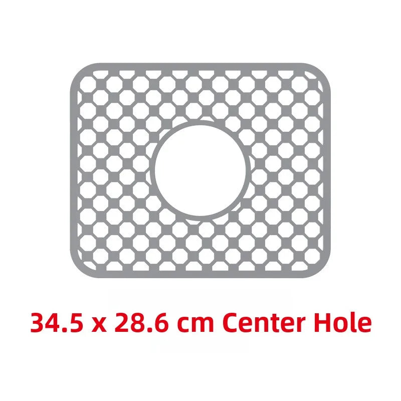 Kitchen Sink Silicone Mat Anti-Scratch Honeycomb Pad Dishwashing Basin Hollow Bottom Draining Pad Non-Slip Sink Mat
