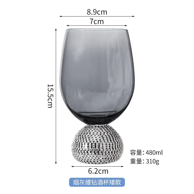 Light luxury European diamond glass wine glass, high value, diamond-wrapped red wines pirit cup, high-end whisky