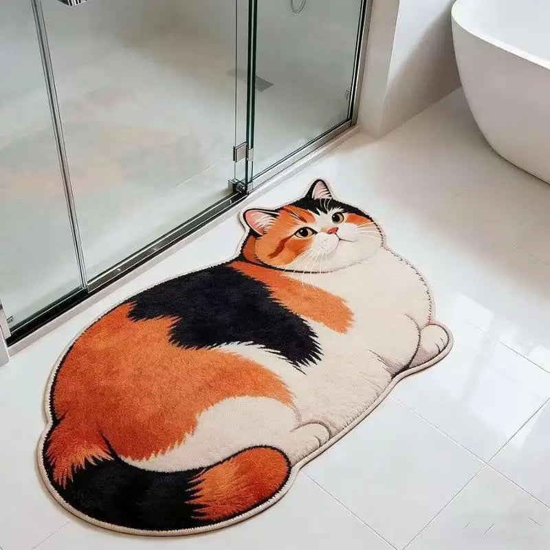 High Absorption Non Slip Cat Design Bath Mat in Diatomite for Quick Drying