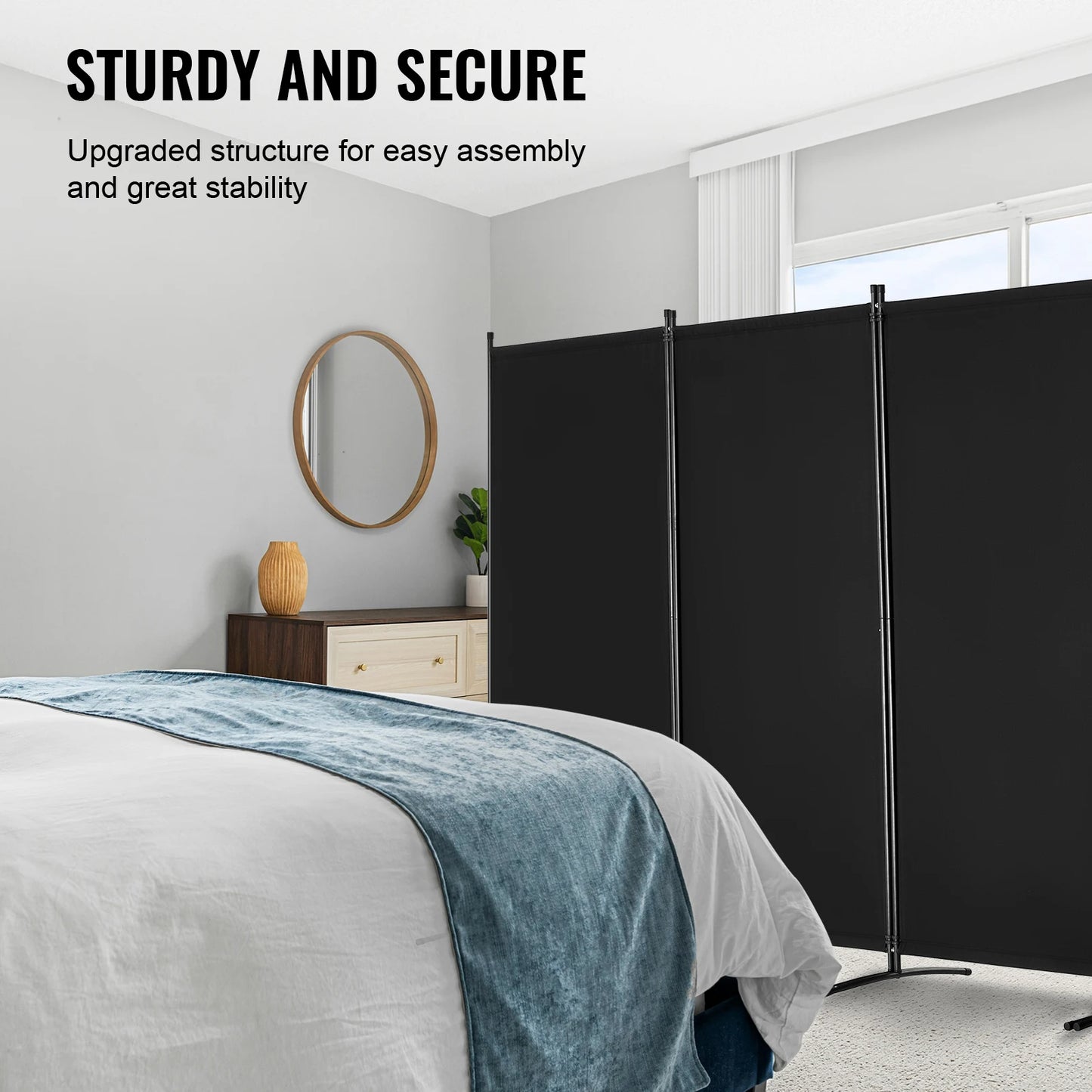 SucceBuy 3/4/6 Panel Room Divider Folding Privacy Screen and Portable Freestanding Room Partition for Office Bedroom Study Hotel