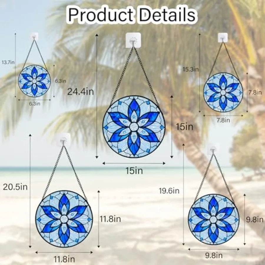 Stained Glass Window Hanging Tiffany Style Flowers Sun Catcher for Window Door Home Decor Suncatcher Christmas Mother's Day Birthday