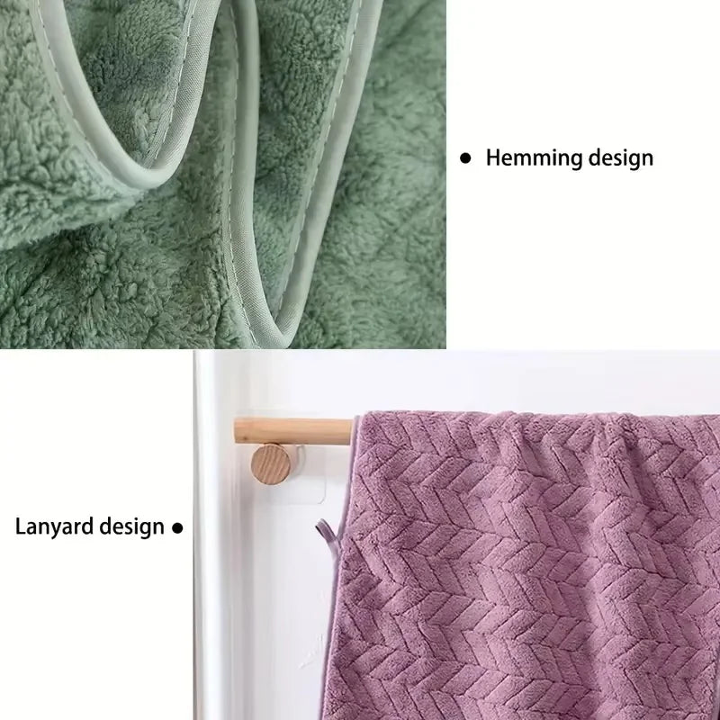 6Pcs Thick Coral Velvet Towel Set, Soft Quick Absorbent Hand Towel, Portable Sports Beach Towel, Ideal for Home Bathroom Gym Use