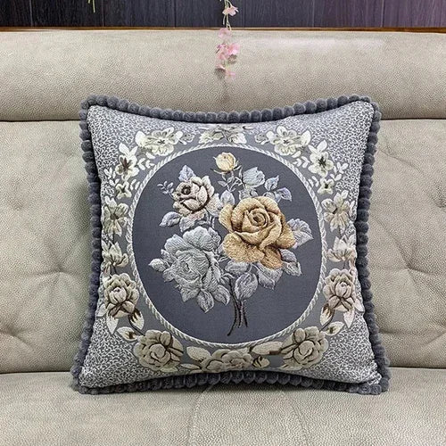 2pcs European Flower Throw Pillow Cover Waist Luxury Sofa Pillowcase Bedhead Backrest Anti Scratch Living Room Cushion Covers