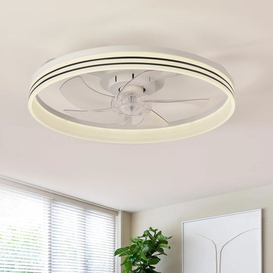 Smart Ceiling Fan with Lights and Remote 6 Speeds Dimmable LED Fan Lamp Flush Mount Ceiling Fan for Bedroom Living Room Kitchen