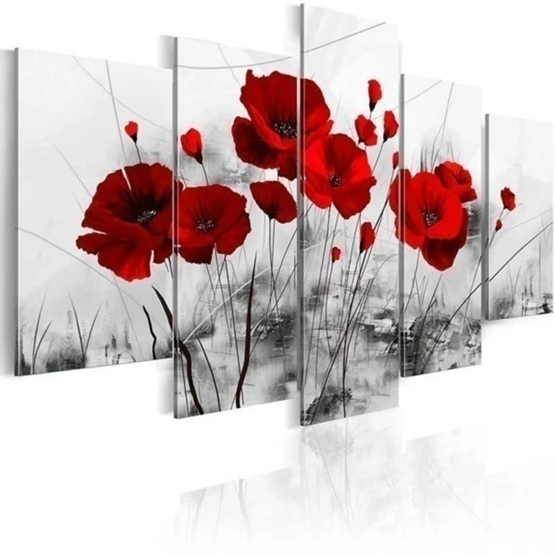 World Map Canvas Painting Flowers Landscape 5 Panel Poster Living Room Bedroom Decoration Art Prints Home Decor Wall Pictures