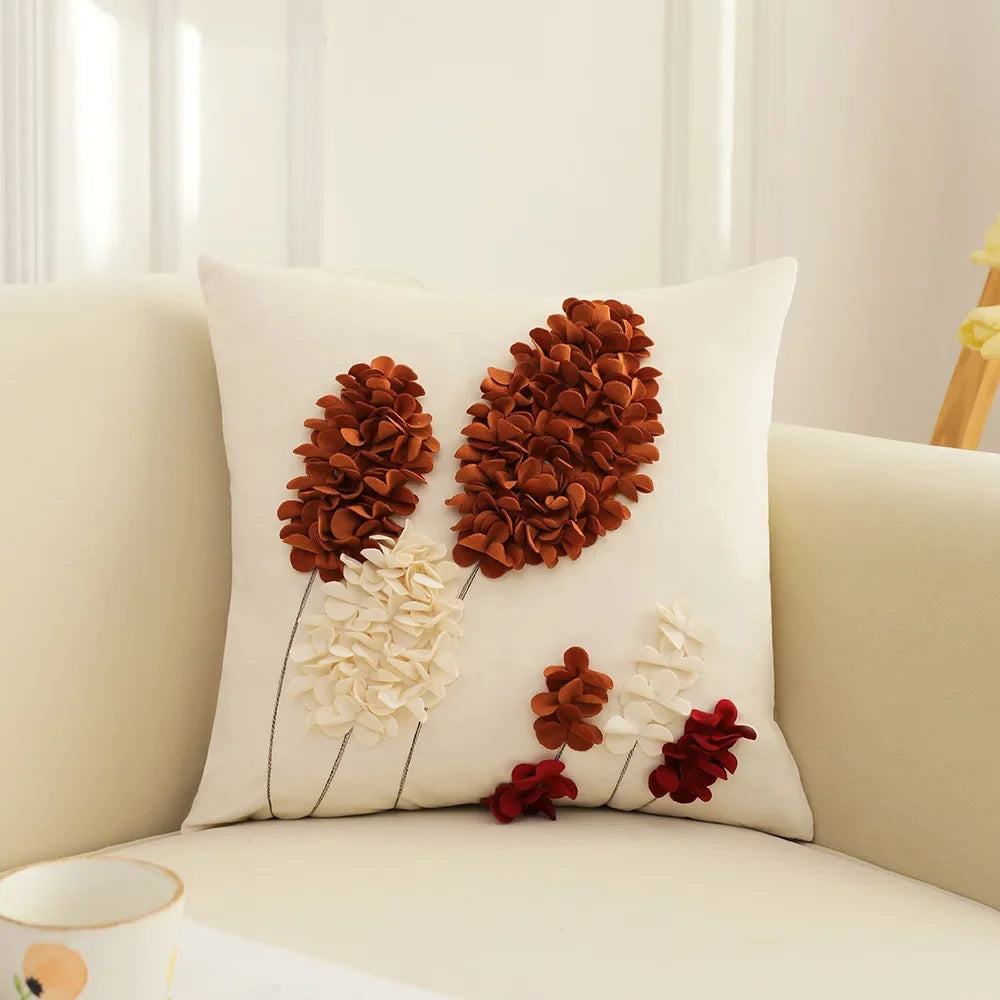 French Style Pillowcase Flower Tree Patchwork Embroidered Cushion Cover Living Room Bedroom Pillow Cover Decorative for Sofa