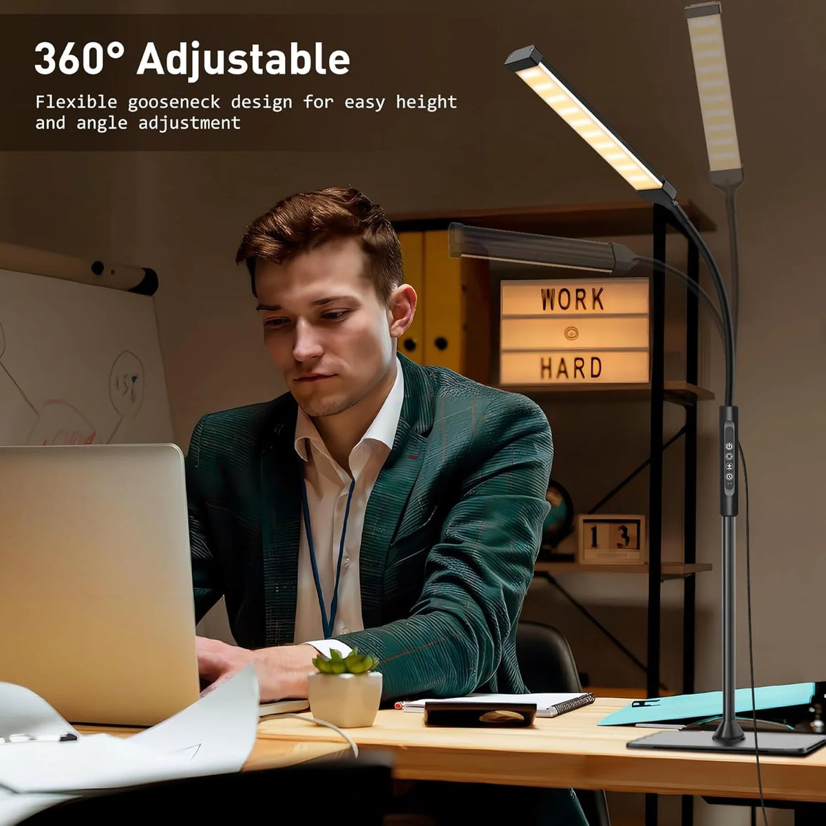 Living Room LED Floor Lamp 108 LEDs Standing Lamp  3 Color Mode Light Warm White 360°Adjustable Lights Flexible Gooseneck Dimmable USB Powered for BedRoom Reading Office