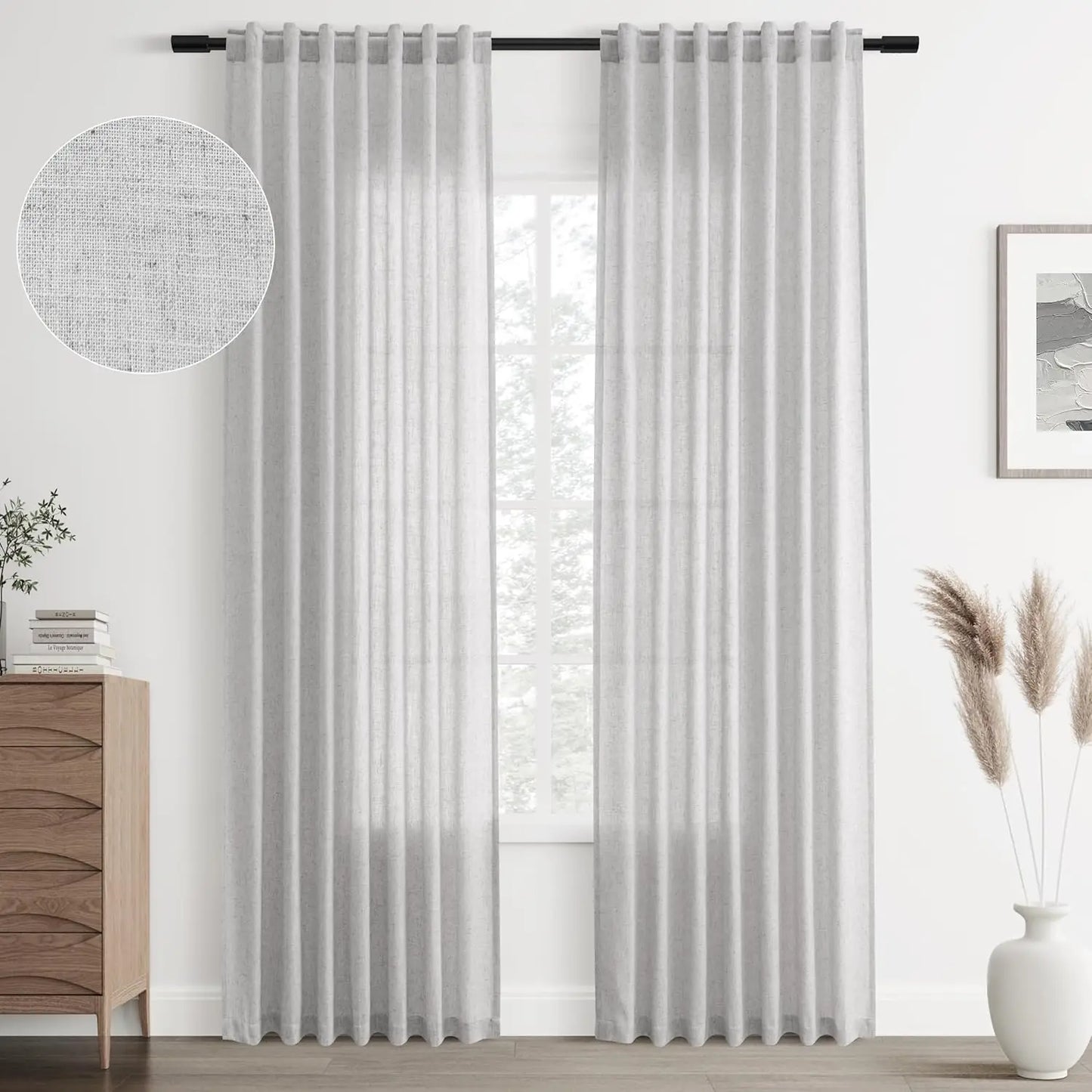 310cm Height Custom Made Faux Linen Extra Long 270CM Sheer Curtain High Ceiling Length Windows Curtains Living Room