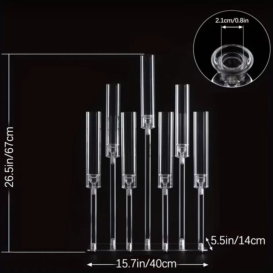 4pcs 7-Arm Acrylic Candlestick Clear Candelabra 26.5 Inch Tall for Hanukkah Living Room Decor