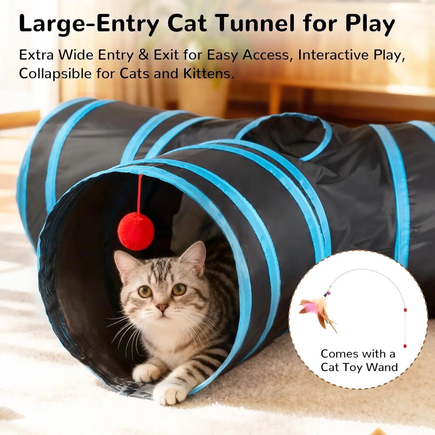 Pet Cat Tunnel Tube Cat Toys 3 Way Collapsible Tunnels for Indoor Cats Kitty Bored Peek Hole Toy Ball  cat accessories