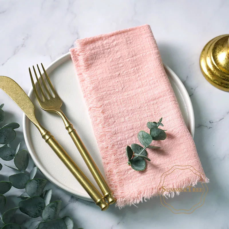 20PCS Napkins 41x41CM Cotton Cloth Gauze Retro Burr Rustic Kitchen Tea Towel Wedding Party Dinner Christmas Napkin Table Decor