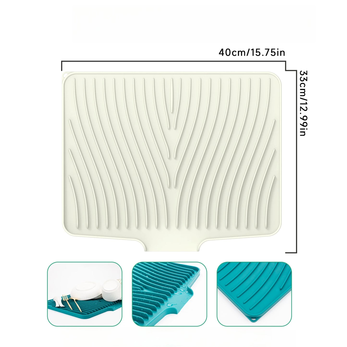 Silicone Dish Drying Mat Heat-Resistant Drain Pad Non-Slip Kitchen Countertop Protector Sink Cabinets Pans Utensils Tableware