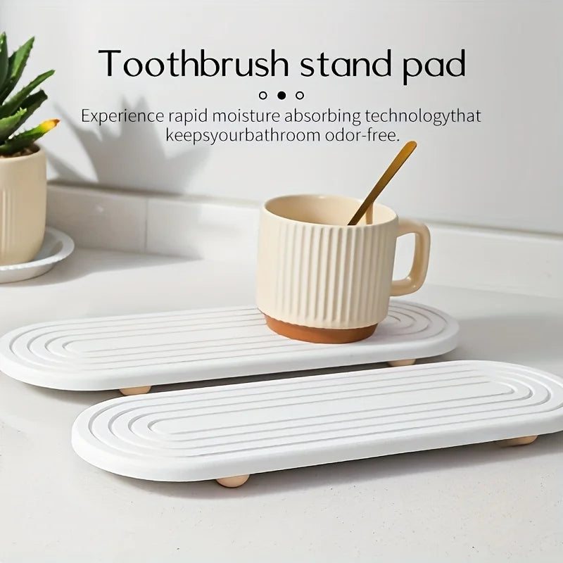 1PCS Absorbent Stone Tray for Kitchen Bathroom Countertop Quick-Dry Sink Holder Faucet Diatomite Mats - Kitchen Accessory