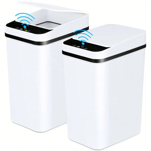 2/1PC Bathroom Trash Can, Compact And Durable Plastic Wastebasket With Built-In Handles, Easy To Clean, Rustproof, Space-Saving Design, Ideal For Small Spaces In Bathroom, Laundry, And Home Office