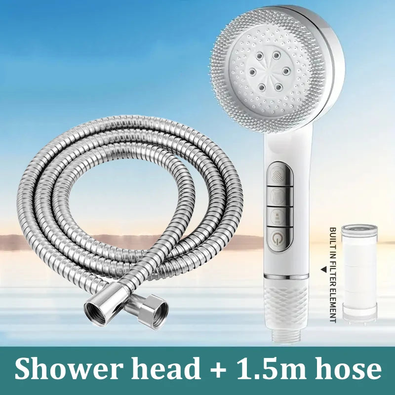 Four-speed Adjustment Shower Booster Shower Head Bathroom Household Water Heater Bath Handheld Shower Head Bracket Set