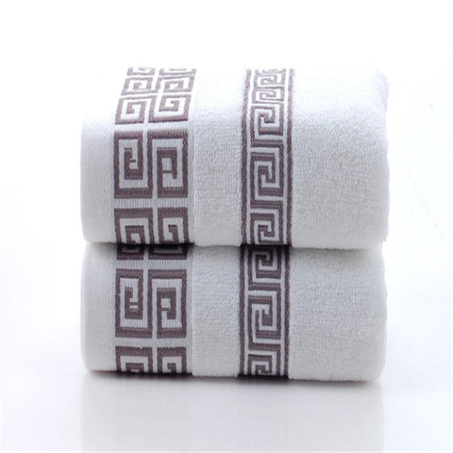 2Pcs Black Cotton Towels Set 34x74cm 70x140cm Embroidered Cotton Bath Towels High Absorbency Quick Drying Bathroom Towels Sets