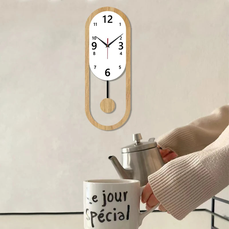Elliptical swing wall clock silent clock is suitable for living room bedroom room decoration wall clock Christmas birthday gift.
