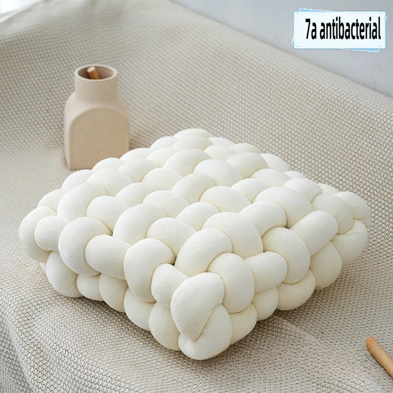 Hand Knot made Cushion 2025 Square Nordic Aesthetic Stuffed Plush Pillow Soft Skin-friendly for Office Chair & Home Sofa