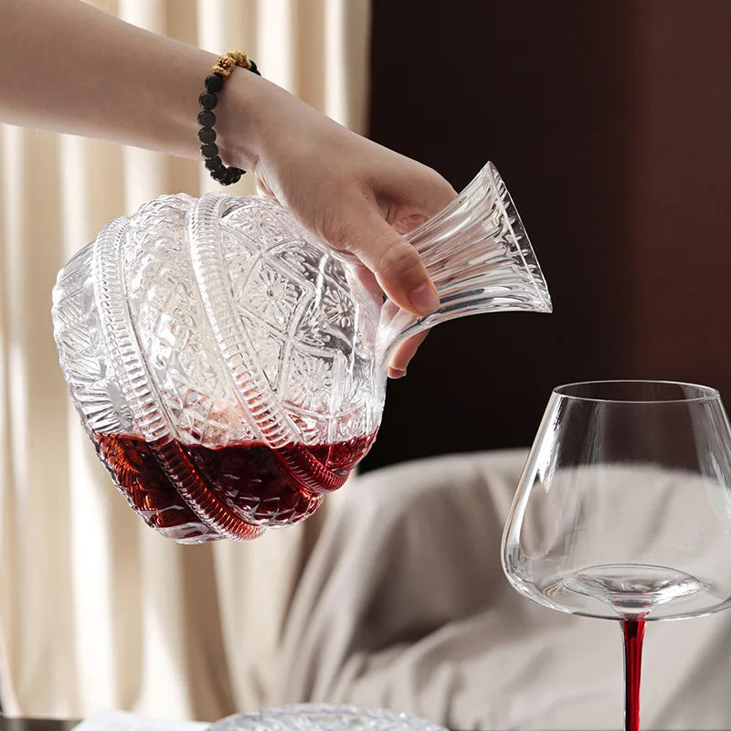 DEOUNY European Star Diamond Rotating Wine Decanter with Advanced Creative Home Beer Glass and Whiskey Glass Set