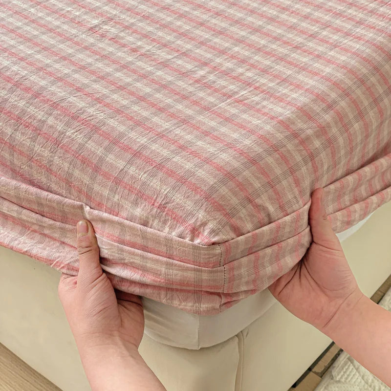 Pure Cotton Fitted Sheet Adults Kids Room Bedsheets Single/Twin/Queen/King Size Bed Cover Soft Mattress Protector