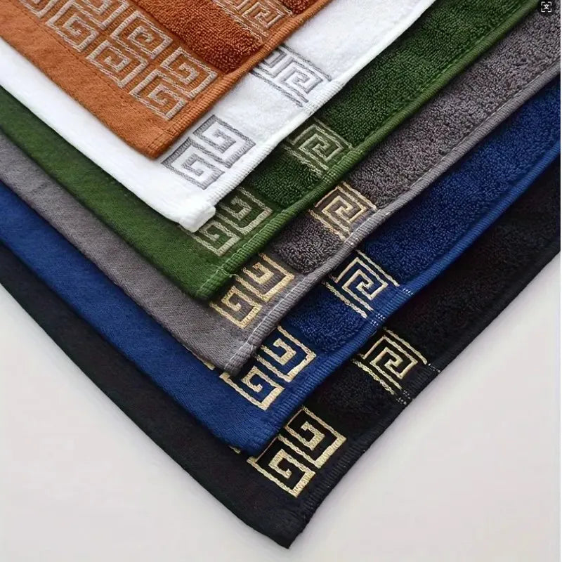 2Pcs Black Cotton Towels Set 34x74cm 70x140cm Embroidered Cotton Bath Towels High Absorbency Quick Drying Bathroom Towels Sets