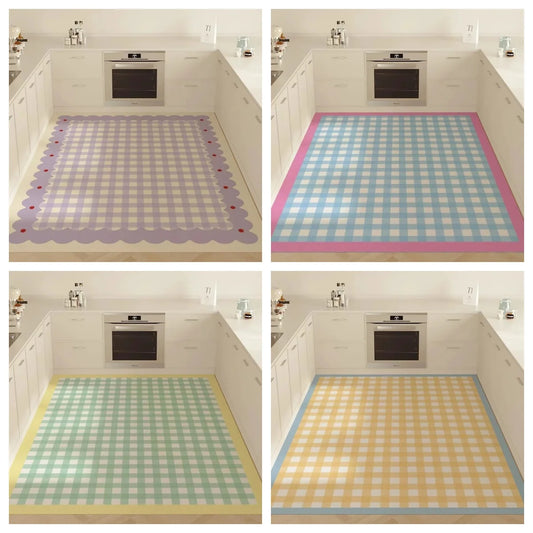 Kitchen Floor Mat PVC Leather Foot Mats Waterproof Non-slip Carpet Oil-proof Dirt-resistant Rug Home Decoration Rugs