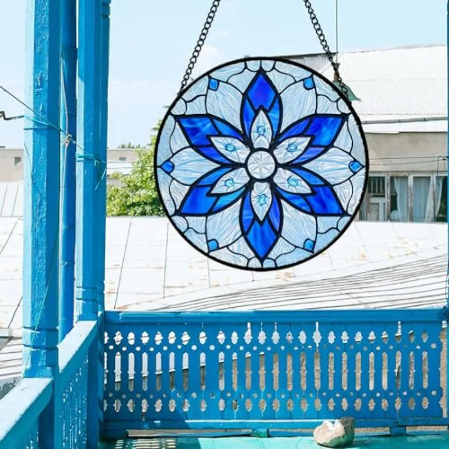 Stained Glass Window Hanging Tiffany Style Flowers Sun Catcher for Window Door Home Decor Suncatcher Christmas Mother's Day Birthday