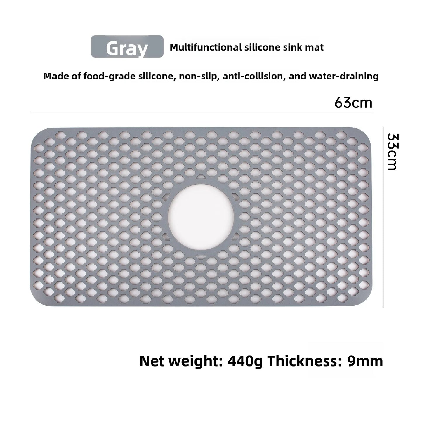 Kitchen Sink Silicone Mat Anti-Scratch Honeycomb Pad Dishwashing Basin Hollow Bottom Draining Pad Non-Slip Sink Mat