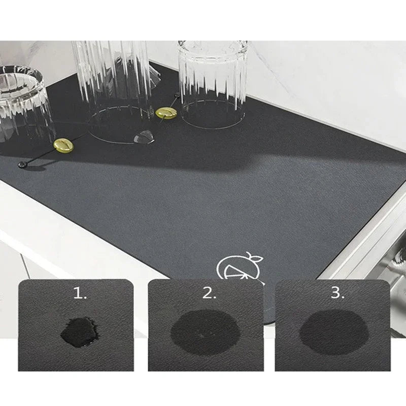 VIKAMA Pure Color Drying Dish Absorbent Dishware Kitchen Mat Coffee Machine Table Diatomaceous Earth Drainage Non-slip Carpet