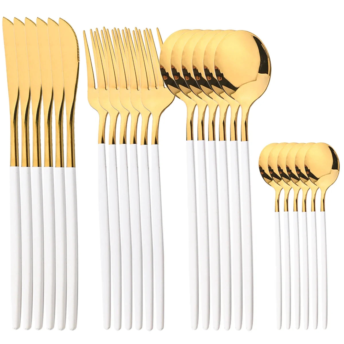 24Pcs Tableware Sets Stainless Steel Cutlery Spoon Fork Knife Mirror Dinnerware Kitchen Western Silverware Gift Box Set Flatware