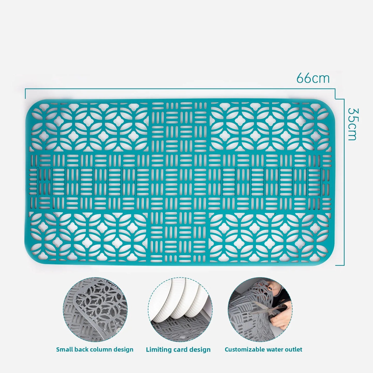 Kitchen Sink Silicone Mat Anti-Scratch Honeycomb Pad Dishwashing Basin Hollow Bottom Draining Pad Non-Slip Sink Mat