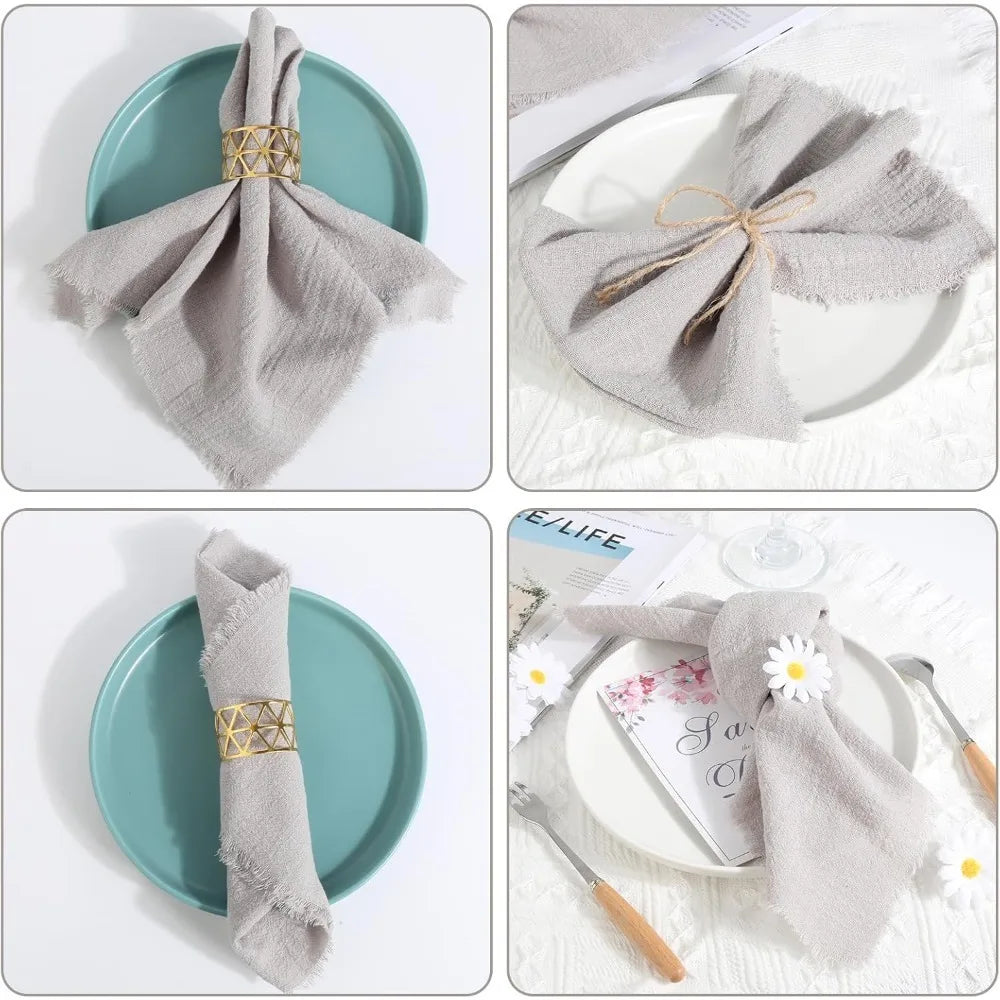 12 PCS fabric napkins Cloth Napkins with Fringe Edges Washable for Wedding Party Birthday Christmas Dinner Table Setting