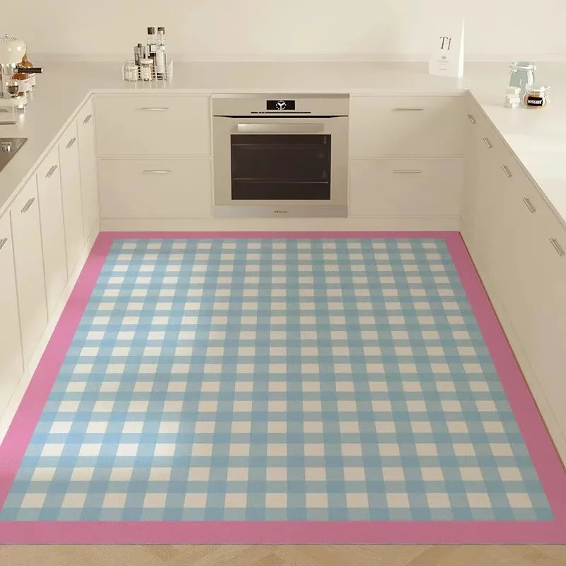 Kitchen Floor Mat PVC Leather Foot Mats Waterproof Non-slip Carpet Oil-proof Dirt-resistant Rug Home Decoration Rugs