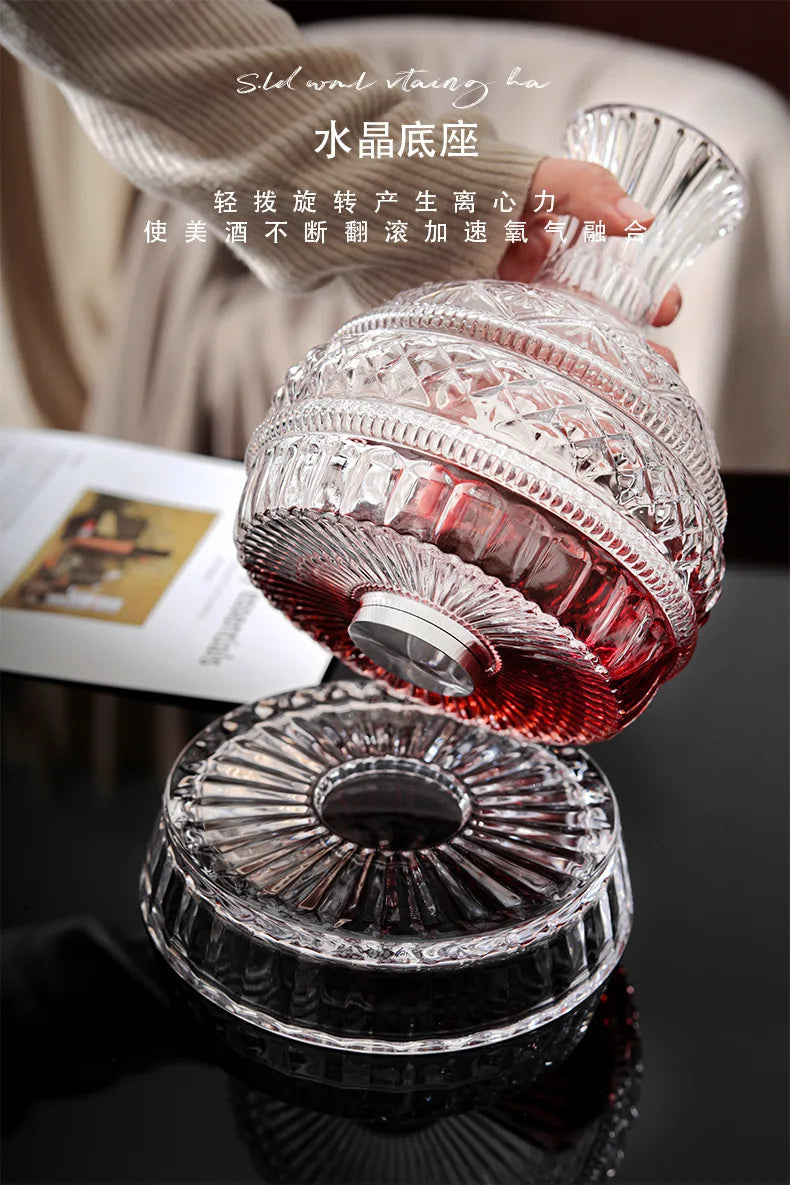 DEOUNY European Star Diamond Rotating Wine Decanter with Advanced Creative Home Beer Glass and Whiskey Glass Set