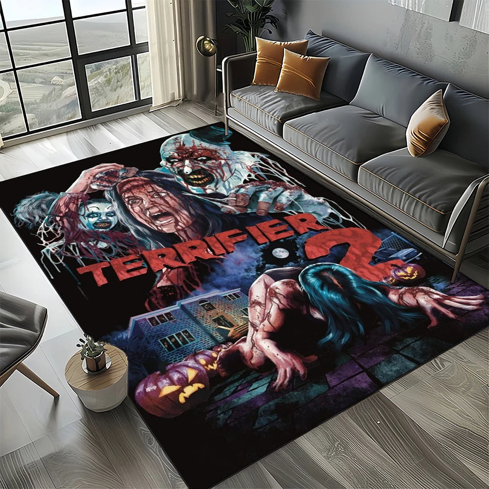 27 Style Terrifier Horror Movie Halloween Gift Area Rug Carpet for Living Room Bedroom Home Decor,kids Non-slip for Sofa Doormat