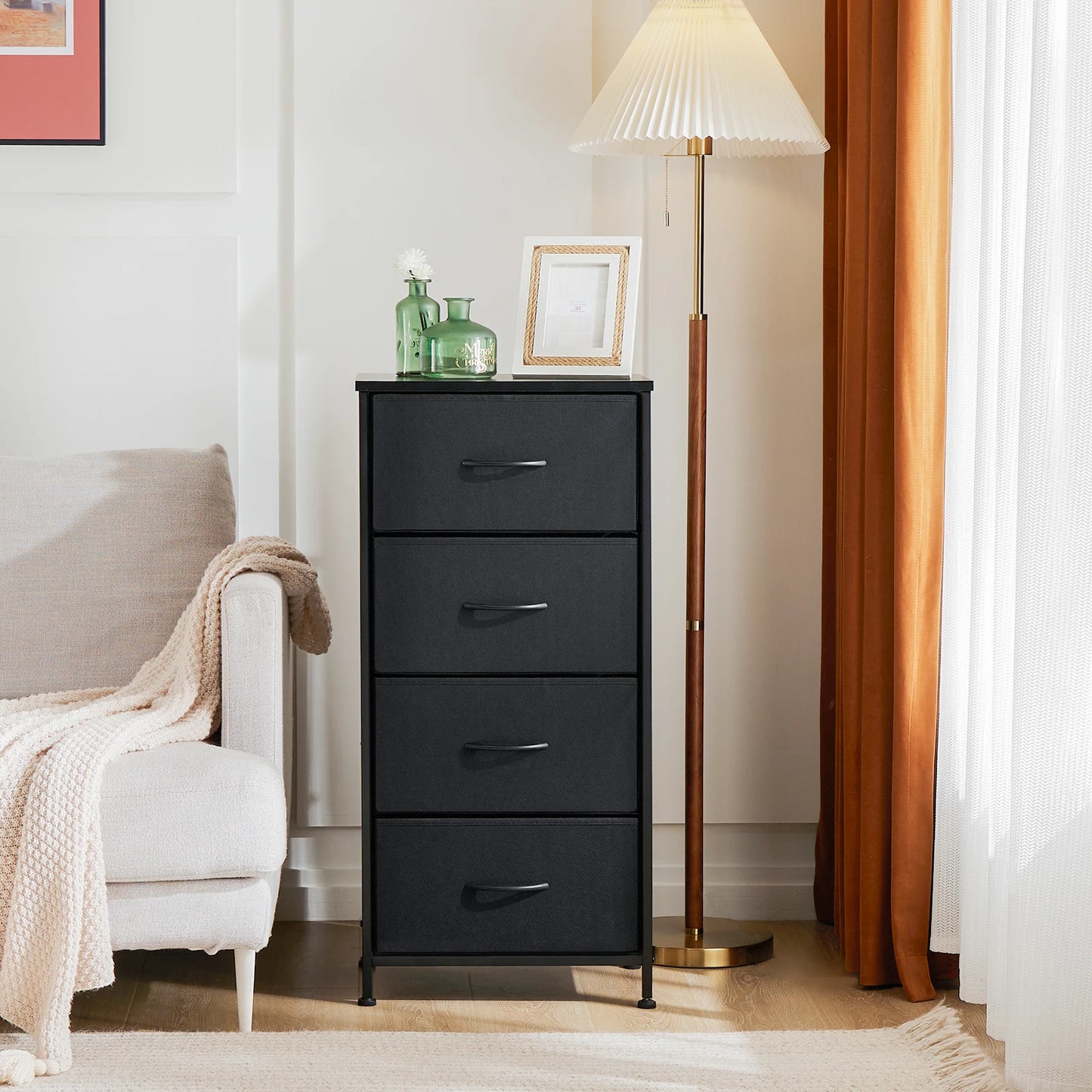 MCQ Living Room 4 Drawers Fabric Cabinet Beside Nightstand Dresser Tables Storage Closet Chest Clothes Display Of Furniture