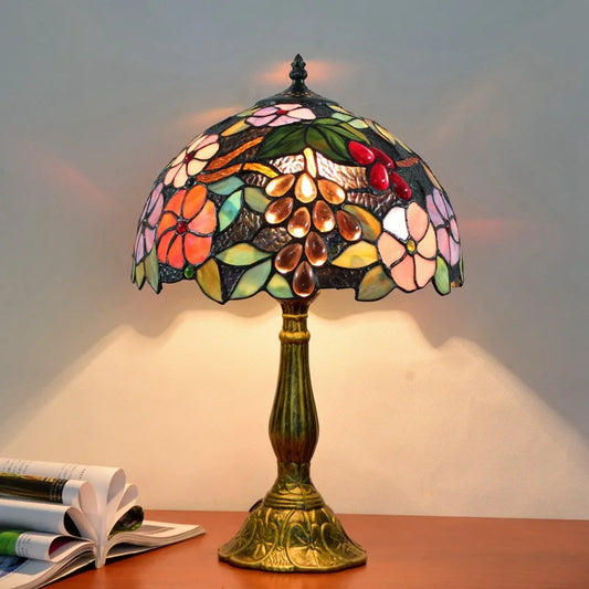 European Creative Tiffany style Stained Glass Living Room Dining Room Bedroom Bedside Bar Pastoral Grape Retro Table Lamp