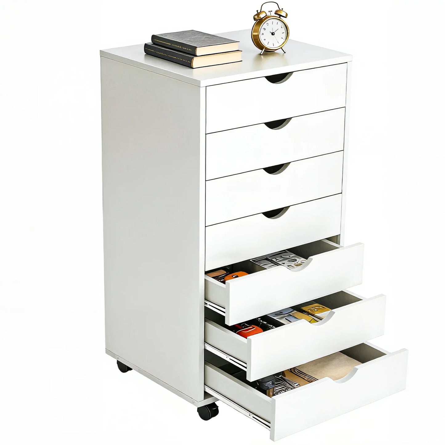 MCQ Wood 7 Drawer Cabinet For Living Room File Cabinet with Storage Under Desk Storage Organization Holds Printer Tables Storage Closet Chest Living Room Furniture