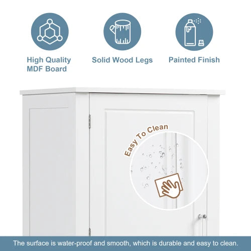 Tall Bathroom Storage Cabinet, Freestanding Storage Cabinet with Two Drawers and Adjustable Shelf, MDF Board with Painted Finish